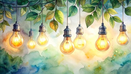 Enchanted Garden Lights Watercolor Illustration