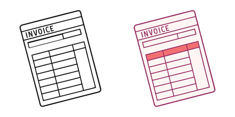 Invoice icon set two stylized paper documents financial billing receipt paperwork document vector