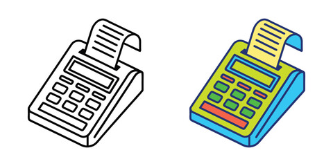 Icon of a cash register with receipt printing for retail business and transactions vector