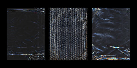 plastic wrap overlays for posts and stories on dark background
