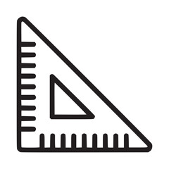 Vector art of right triangle ruler icon a simple outline design of a right triangle ruler, commonly used in geometry, drafting, and technical drawing for measuring angles and lengths