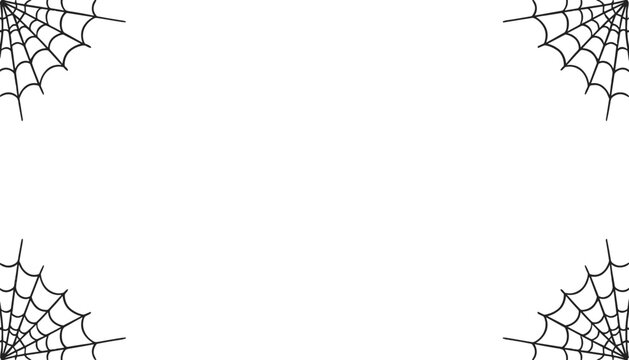 Simple spider web corners on white background Halloween spooky horror design element
