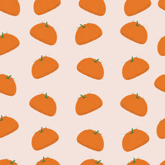 Seamless pumpkin pattern. Cute hand-drawn orange pumpkins on white background. Perfect for autumn, Halloween, Thanksgiving, fabric, wrapping paper, and seasonal designs.