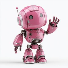 Pink robot waving hand