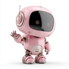 Pink robot waving hand