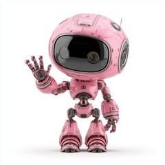 Pink robot waving hand