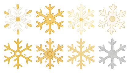PNG Golden and silver snowflake designs, element set on transparent background