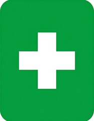 Obraz premium Green square first aid symbol