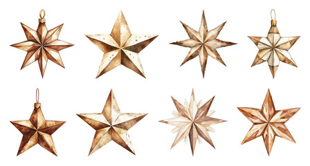 Obraz premium PNG Vintage star ornaments collection, element set on transparent background