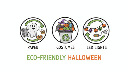 EcoFriendly Halloween recycle paper reuse costumes and manage LED lights responsibly