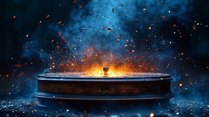 Explosion of energy sparks centered object