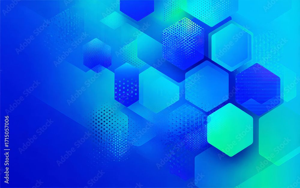 Aufkleber modern abstract hexagonal pattern with blue and green tones