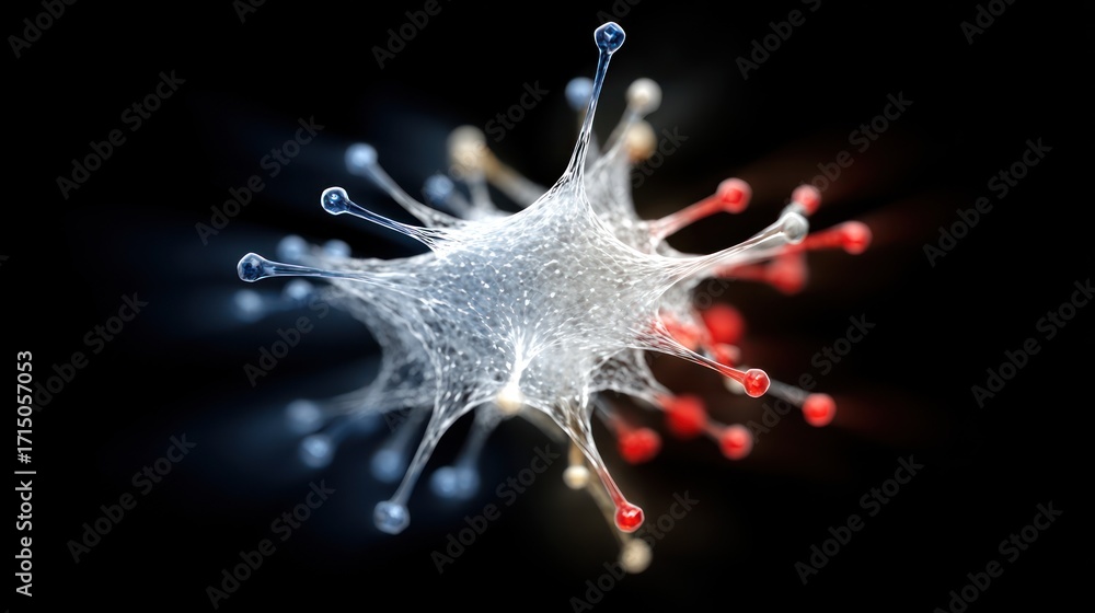 Poster microscopic virus structure: a 3d render of a virus particle