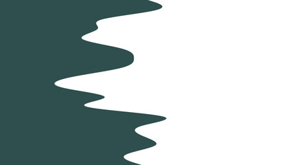 Abstract graphic design featuring a dark teal wavy line creating a dynamic border against a clean white background. Ideal for modern digital layouts or text overlay.