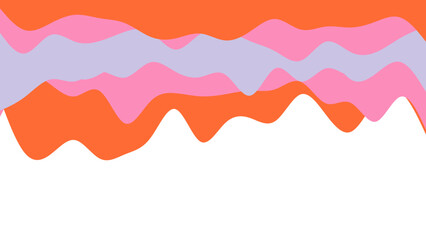 Vibrant abstract wavy pattern with overlapping layers of orange, pink, and purple on white, creating a modern and fluid design for backgrounds, marketing, or creative projects.