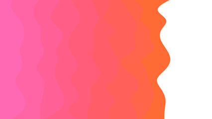 Vibrant abstract background featuring a smooth gradient from pink to orange, with a dynamic wavy white edge and copy space for modern design.
