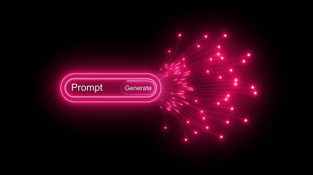 The prompt and generate buttons symbolize the process of artificial intelligence creating and producing new content and ideas, Motion graphics of AI concept. - Powered by Adobe