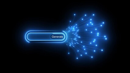 The prompt and generate buttons symbolize the process of artificial intelligence creating and producing new content and ideas, Motion graphics of AI concept.