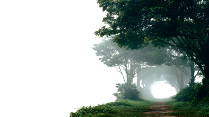 Enchanted forest path isolated on white background