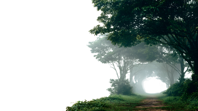 Enchanted forest path isolated on white background