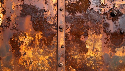 Rusted metal panels with rivets
