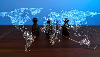 Global interconnectedness, world map overlay