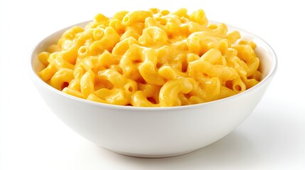 A generous bowl of creamy macaroni and cheese showcases perfectly cooked pasta coated in thick, cheesy sauce. Ideal for a comforting meal or side dish during any occasion.