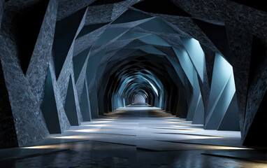 Modern geometric tunnel with abstract and intricate design patterns