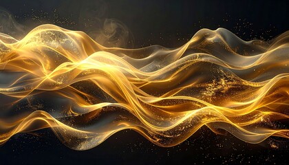 Golden, flowing waves of light on a dark background