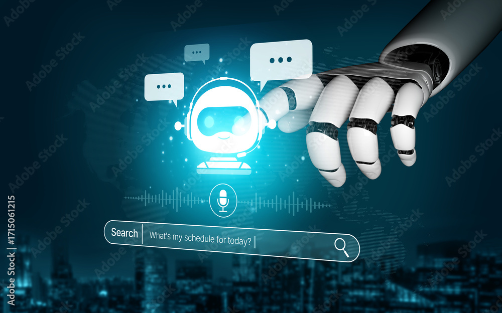 Poster ai assistant uses voice commands and smart chatbot interface for seamless search and communication, 
