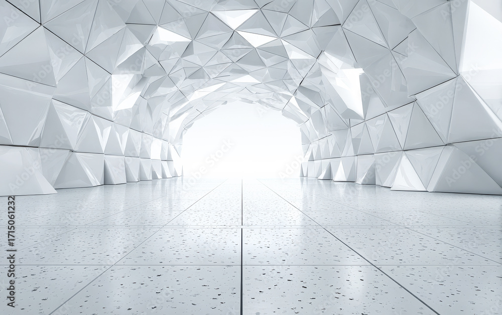 Poster modern geometric tunnel with abstract polygonal structure