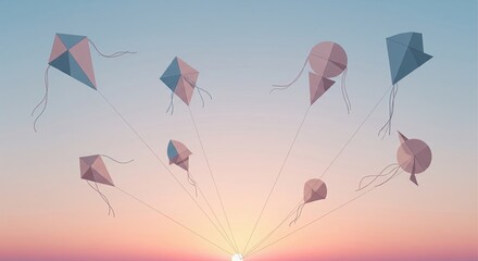 Floating Geometric Kites Sunrise
