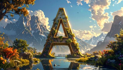 Enchanted Mountain Gateway,  Golden Letter 'A'