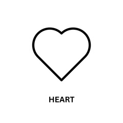 Black outlined heart on white displays minimal icon design. Use for stickers, icons, branding, social media, valentines, wedding invitations, websites, graphic design.
