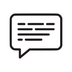 Illustration of a speech bubble with text, representing communication, dialogue, or feedback in a clean and minimalist design suitable for various digital and print applications