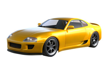 Yellow sports coupe isolated on a transparent background