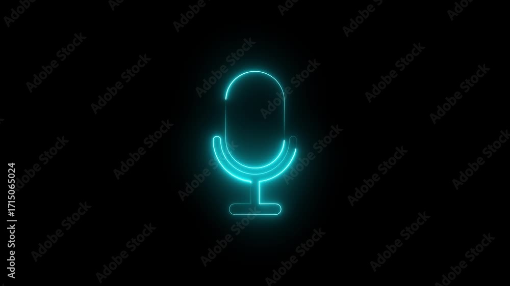Wall mural voice message animation on black background, digital interface audio voice assistant for ai chat tec
