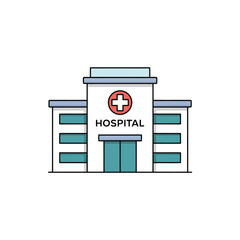 Hospital Building Outline Icon with Cross Symbol Medical Health Care Facility Design