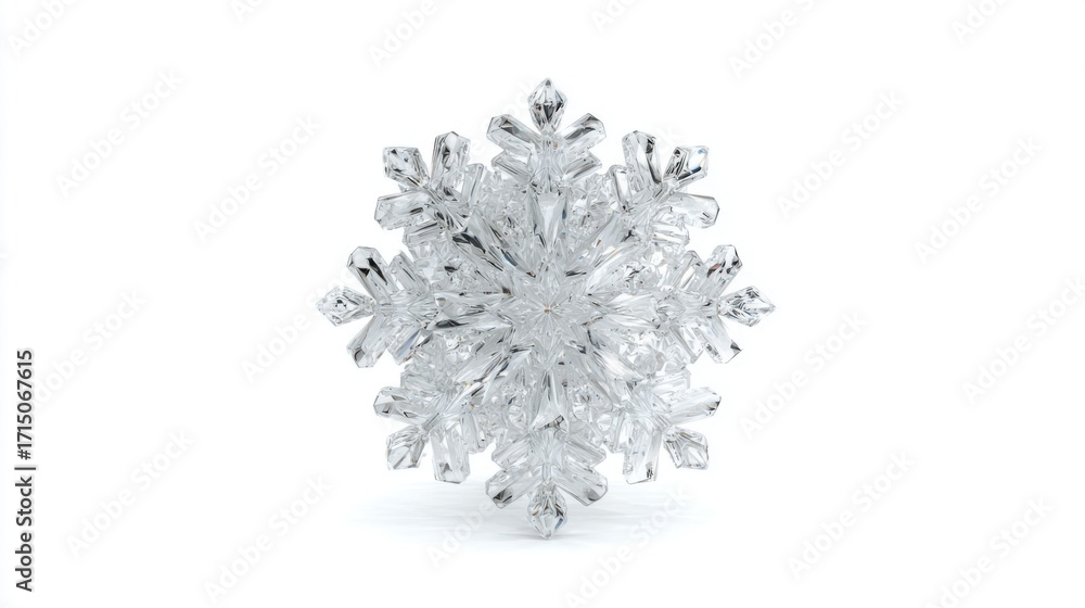 Poster a stunning snowflake is displayed with intricate and delicate crystal formations. the clear and shim