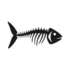 Striking black fish skeleton icon conveying a sense of finality or depletion for impactful designs