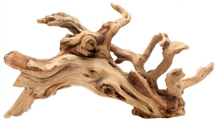 Fototapeta premium This driftwood features a beautiful, irregular form with smooth textures and natural tones. It can enhance the aesthetic of aquariums, homes, or art installations.