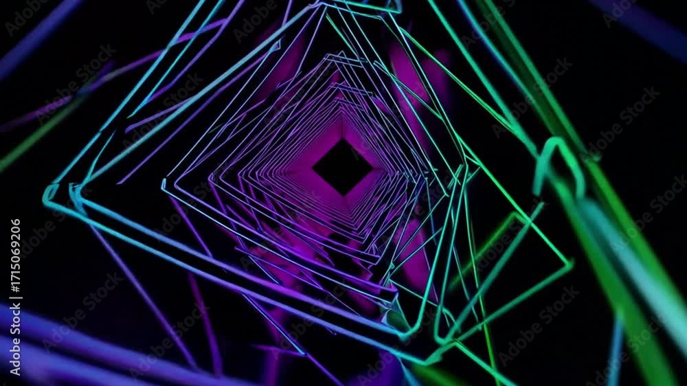 Poster geometric tunnel of lights: a mesmerizing perspective on a luminous geometric tunnel, lines of vibra