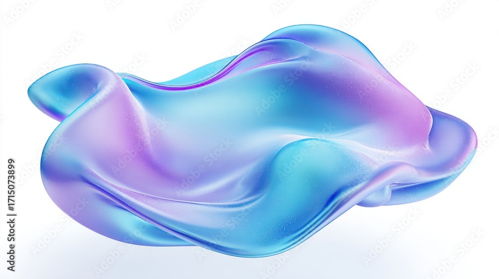 Aufkleber an abstract representation of translucent fabric with dynamic folds and waves in shades of blue and 