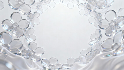 Ethereal geometric Crystal Frame with Silky White Waves background wallpaper