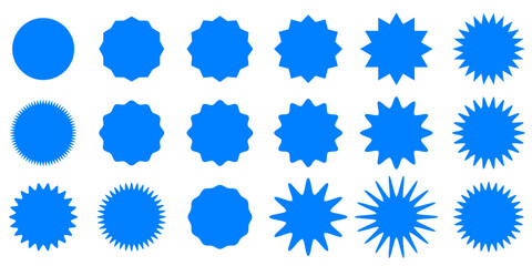 Blue starburst icon set