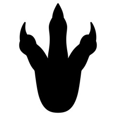 Black dinosaur footprint silhouette isolated on white background. Clipart image isolated on background.