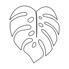 Monstera leaf line icon vector illustration simple black outline on white background. Clipart image isolated on background.