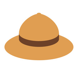 Brown safari hat icon flat design vector illustration. Clipart image isolated on background.