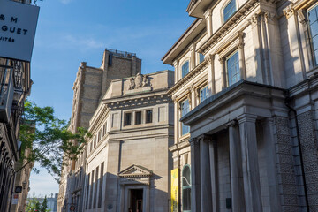 Street Scene, landmark financial district, Rue St-Pierre was the old Wall Street of Quebec. Canada.