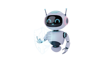 Friendly security robot protects your data, offering cyber safety and digital defense solutions